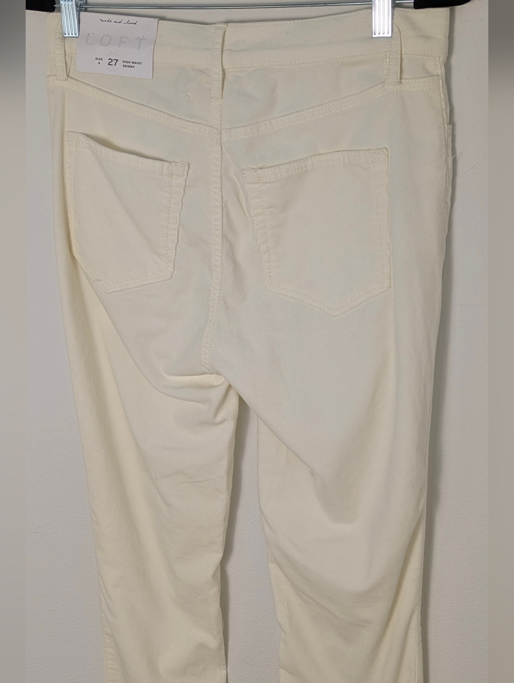LOFT Women's High Waist Skinny Corduroy Pants Size 27/4 Off White Cream New - Picture 7 of 15